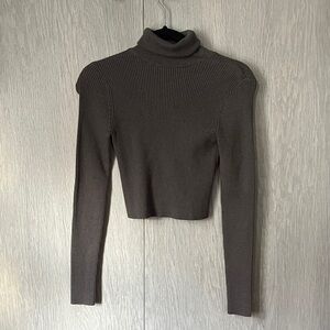 Zara Taupe Ribbed Knit crop top